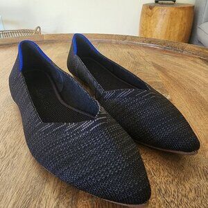 Rothy's The Point Heathered Black Washable Flats Womens Size 6.5